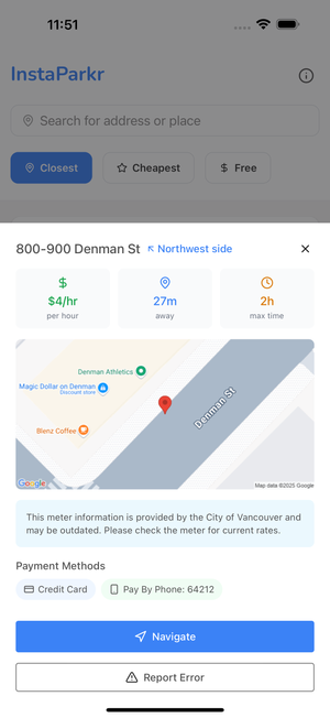 InstaParkr Details Screen