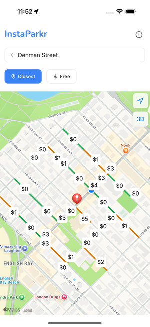 InstaParkr Map Screen